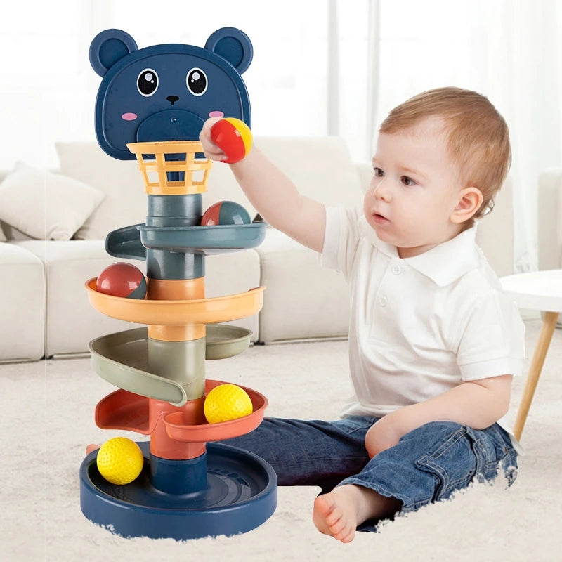 Raneelland  Montessori Baby Toy Rolling Ball Children Montessori Educational Games For Babies Stacking Track Baby Development Toys Children