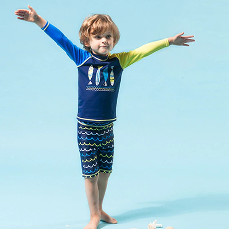Raneelland 2025 New Boy Girl Swimwear Swim Suits Sun Protective Long Sleeve Children Swimsuits Children's Bathing Suit  Kids Swimming Suits