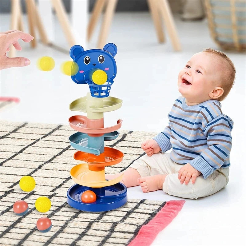 Raneelland  Montessori Baby Toy Rolling Ball Children Montessori Educational Games For Babies Stacking Track Baby Development Toys Children
