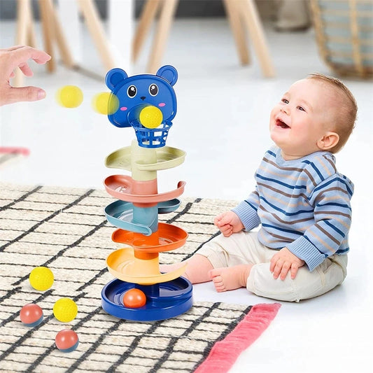 Raneelland  Montessori Baby Toy Rolling Ball Children Montessori Educational Games For Babies Stacking Track Baby Development Toys Children