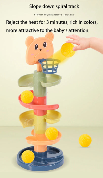 Raneelland  Montessori Baby Toy Rolling Ball Children Montessori Educational Games For Babies Stacking Track Baby Development Toys Children