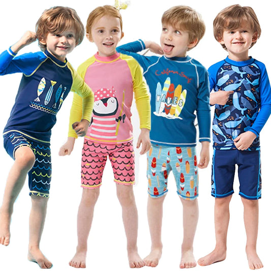 Raneelland 2025 New Boy Girl Swimwear Swim Suits Sun Protective Long Sleeve Children Swimsuits Children's Bathing Suit  Kids Swimming Suits
