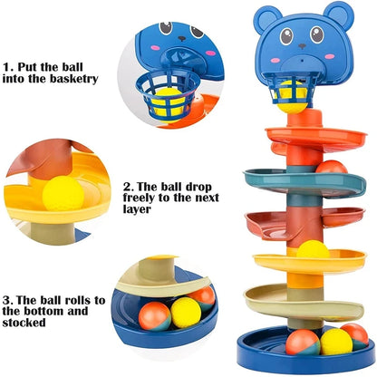 Raneelland  Montessori Baby Toy Rolling Ball Children Montessori Educational Games For Babies Stacking Track Baby Development Toys Children